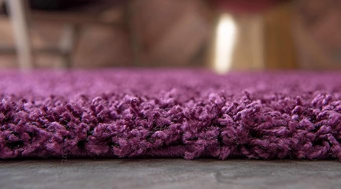 Unique Loom Solid Shag Collection Area Rug (2' 6" x 16' 5" Runner, Eggplant Purple)