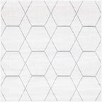 Unique Loom Trellis Frieze Collection Area Rug - Geometric (4' 1" Square, Ivory/ Gray)