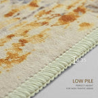 Area Rug 4x6 Beige Rug Washable Boho Rugs Non Slip Low Pile Abstract Small Carpet for Entryway, Bedroom, Kitchen, Classroom, Kids Room, Office, Dorm, Dining Room Light Tan