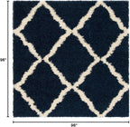 SAFAVIEH Dallas Shag Collection Area Rug - 8' Square, Navy & Ivory, Trellis Design, Non-Shedding & Easy Care, 1.5-inch Thick Ideal for High Traffic Areas in Living Room, Bedroom (SGD257N)