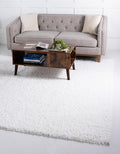 Unique Loom Davos Shag Collection Area Rug - Solid (5' 3" Square, White/ Ivory)