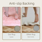 6x9 Solid Fluffy Pink Area Rug – Washable, Durable, Large Bedroom Rug, Non-Slip High Pile Shag Rugs for Living Room, Kids Room, Sofa Coffee Table, Nursery Rooms, Soft Indoor Floor Carpet