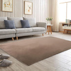 Solid Color Rabbit Fur Carpet, Ultra-Soft and Cozy, Perfect for Bedroom, Living Room Decor and Comfort (Coffee, 4' x 6')