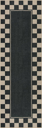 Moynesa Easy Jute Runner Rugs Washable 2x6 Entryway Runners Rug for Kitchen Black Checkered Carpet for Indoor Outdoor Non Slip Mat for Hallways Bathroom Bedroom Laundry Living Room Corridor
