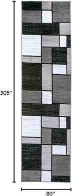 Rugshop Contemporary Modern Boxes for Hallway,Living Room,Bedroom,Kitchen Non Shedding Carpet Runner Rug 2'7" x 10' Gray