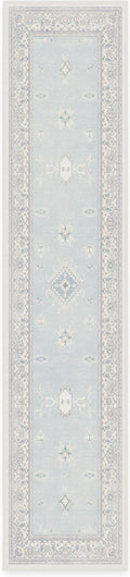 RUGGABLE Washable Vintage Runner Rug – Verena Soft Blue 2.5x12, Stain-Resistant, Non-Slip Hallway Runner – Machine Washable Rug for Hallway, Entryway, Living Room & Kitchen–with Standard Pad