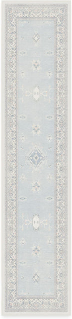 RUGGABLE Washable Vintage Runner Rug – Verena Soft Blue 2.5x12, Stain-Resistant, Non-Slip Hallway Runner – Machine Washable Rug for Hallway, Entryway, Living Room & Kitchen–with Standard Pad