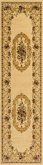 Rugs.com Chateau Collection Rug – 10 Ft Runner Cream Medium Rug Perfect for Hallways, Entryways