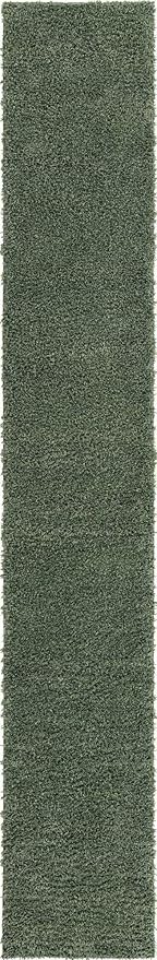 Unique Loom Davos Shag Collection Area Rug - Solid (2' 7" x 16' 5" Runner, Sage)