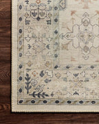 Loloi II Hathaway Collection HTH-05 Steel/Ivory 7'-6" x 9'-6" , .25" Thick, Runner Rug, Soft, Durable, Printed, Modern, Low Pile, Non-Shedding, Easy Clean, Living Room Rug