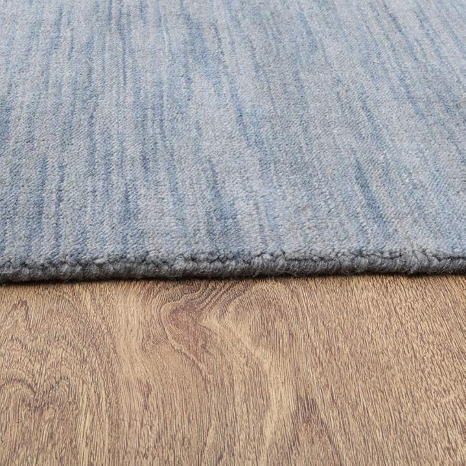Hand Knotted Loom Wool ECO-Friendly Area Rugs - 10'x13', Rectangle, Light Blue Color, Solid Plain Design, High Pile Thick Handmade Anti Skid Rugs for Living Room (L00111)