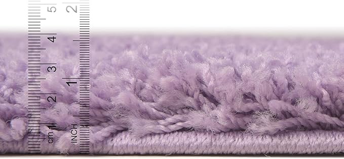 Unique Loom Solid Shag Collection Area Rug (5' 1" x 8' Oval, Lilac)