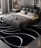YIHOUSE Black Modern Area Rug 6x9,Abstract Rugs for Bedroom,Black and White Geometric Rug,Minimalist Striped Rug,Dark Washable Area Rugs 5x7 Non Slip Rugs for Living Room，Office