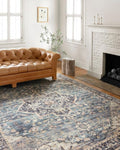 Loloi Hathaway Collection HTH-01 Navy/Multi 7'-6" x 9'-6", .25" Thick Area Rug, Soft, Durable, Printed, Modern, Low Pile, Non-Shedding, Easy Clean, Living Room Rug