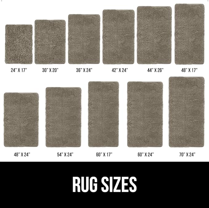 GORILLA GRIP Bath Rug Mat 30x20, Thick Soft Absorbent Chenille, Quick Dry Microfiber Mats, Rubber Backing Washable Shower Floor Rugs, US Designed Bathroom Bathmat Home Decor Accessories, Latte