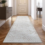 jinchan Hallway Runner Rug 2x8 - Moroccan Kitchen Machine Washable Runner Rug Modern Geometric Soft Faux Wool Ultra-Thin Low-Pile Non-Slip Carpet for Laundry Room Bedroom Farmhouse (2x8ft, Taupe)