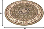 Well Woven Barclay Collection Medallion Kashan Green 8 ft Round Rug - for Living Room, Bedroom, and Dining Room