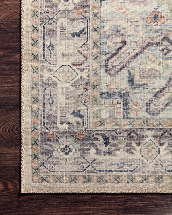 Loloi Hathaway Collection HTH-07 Multi/Ivory 9'-0" x 12'-0", .25" Thick Area Rug, Soft, Durable, Printed, Modern, Low Pile, Non-Shedding, Easy Clean, Living Room Rug