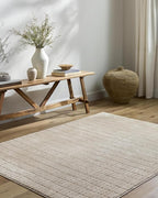 Livabliss x Our PNW Home Cascade Minimalist Striped Area Rug, 9'2" x 12', Light Brown