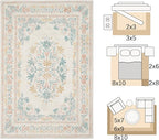 jinchan Vintage Floral 6x9 Area Rugs for Living Room - Machine Washable Distressed Design Soft Throw Rug Ultra-Thin Non-Slip Large Carpet for Bedroom Nursery Dining Room Home Office (6x9ft, Apricot)