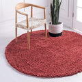 Unique Loom Davos Shag Collection Area Rug - Solid (4' 1" Round, Poppy)