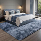 Zentavio Area Rugs for Living Room Large Rugs for Bedroom 8x10 Carpet Fluffy Fuzzy Soft Shag Aesthetic Plush High Pile Gray Throw Rug for Nursery Kids Room Dorm Tie-Dyed Blue Grey