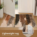 Ciicool Abstract Area Rug Indoor, 3x5 Washable Entryway Rug, Modern Soft Throw Entry Rug with Non-Slip Backing for Bedroom Living Room Entrance Kitchen, Low-Pile Floor Carpet Doormat Brown Grey