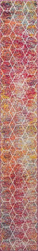 Unique Loom Trellis Frieze Collection Area Rug - Geometric (2' x 13' Runner, Multi/ Ivory)