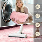 6x9 Solid Fluffy Pink Area Rug – Washable, Durable, Large Bedroom Rug, Non-Slip High Pile Shag Rugs for Living Room, Kids Room, Sofa Coffee Table, Nursery Rooms, Soft Indoor Floor Carpet