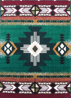 YHSF South West Native American Area Rug C318 - Easy Clean, Thick, Soft, Durable Native Tribal American Indian Inspired Rug for Bedroom/Living Room and More - Hunter Green, 3 Feet x 4 Feet 7 Inches