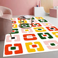 Modern Chic White Yellow Pink Geometric Texture Rug for Living Room Dining Room Bedroom Nursery Room Large Non Slip Washable Indoor Carpet Soft Low Pile Kitchen Entryway Runner Mat 2x6