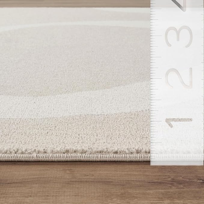 Abani Deco Collection Area Rug - Beige Modern Abstract Ribbon Design - 4' x 6' - for Living Room, Bedroom & Office