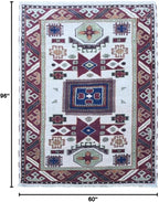 Hand Knotted Wool & Silk ECO-Friendly Oriental Area Rugs - 5'x8', Rectangle Shape, Cream Burgundy Color, Classic Oriental Traditional, Medium Pile Handmade Area Rugs (AF0102)
