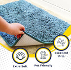 Muddy Mat® | Super Absorbent Door Mat Indoor, Microfiber Quick Dry Chenille Entryway Rug, Non-Slip Front Door Mat, Indoor Mats for Entryway, Machine Washable Pet Rug, Sky Blue 24"x60"
