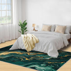 4x6 Abstract Marble Cafe Rug - Emerald-Green-Marble Rugs for Bedroom Aesthetic, Luxury Stone Pattern Soft Comfortable Non-Slip for Offie Bedroom Study Boy Girl Room Hotel Dorm