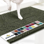 Muddy Mat® | Super Absorbent Door Mat Indoor, Microfiber Quick Dry Chenille Entryway Rug, Non-Slip Front Door Mat, Indoor Mats for Entryway, Machine Washable Pet Rug, Army Green 48"x72"