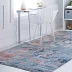 Rugs.com Leipzig Collection Area Rug – 4' x 6' Blue Low-Pile Rug Perfect for Entryways, Kitchens, Breakfast Nooks, Accent Pieces…