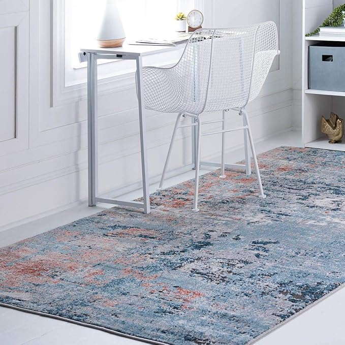 Rugs.com Leipzig Collection Area Rug – 8X11 Multi Low-Pile Rug Perfect for Living Rooms, Large Dining Rooms, Open Floorplans