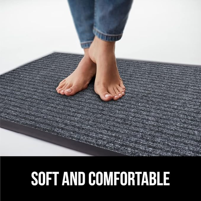 GORILLA GRIP Waterproof Traffic Guard Door Mat, 70x24, Heavy Duty Entryway Mats, Strong Rubber Back Commercial Rugs for Office Hallway, Garage Floor and Home, Low Profile Carpet Runner, Charcoal Gray