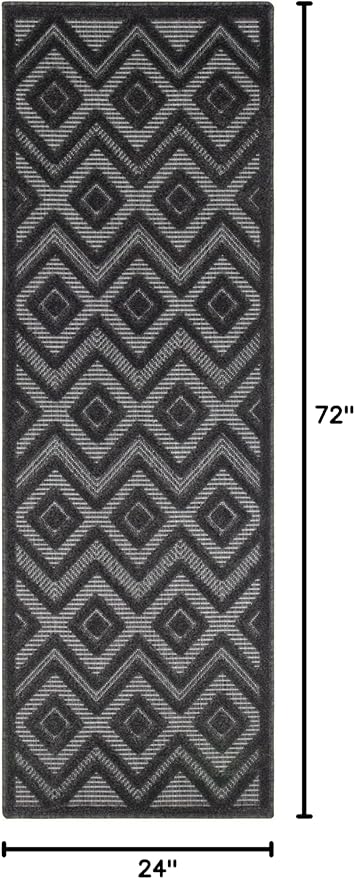 Nourison Home Versatile Charcoal Black 2' x 6' Area Rug - Easy Clean, Non Shedding, Bed Room, Living Room, Dining Room, Kitchen (6' Runner)