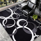 YIHOUSE 4x6 Ft Area Rugs, Concentric Circle Washable Rug, Black and White Geometric Design Rug for Small Living Room, Bedroom, Laundry Room, Entryway, Indoor Home Decor, Nonslip Non-Shedding