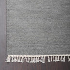 Rugsotic Carpets Hand Woven Flat Weave Kilim Wool ECO-Friendly Area Rugs - 10'x10', Square Shape, Silver Color, Solid Plain Design, Low Pile Handmade Area Rugs for Living Room, Bed Room (D00111)