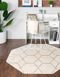 Unique Loom Trellis Frieze Collection Area Rug - Geometric (5' Octagon, Ivory/ Gray)