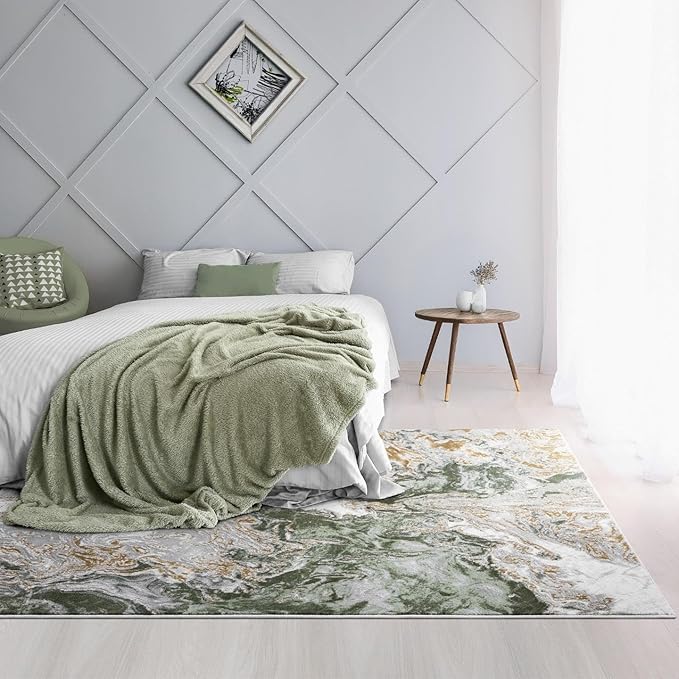 LUXE WEAVERS Marble Swirl Abstract Area Rug, Green 6x9