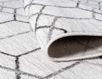 Rugs.com Lattice Trellis Collection Rug – 6 Ft Runner White Low-Pile Rug Perfect for Hallways, Entryways
