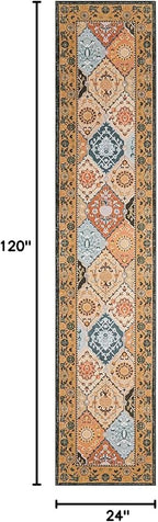 Phantoscope Washable Runner Rug 2'x10' Non-Slip, Vintage Boho Hallway Rugs for Entryway, Stair, Bedroom, Distressed Moroccan Mosaic Diamond Pattern, Low-Pile Foldable Floor Carpet, Terracotta/Rust