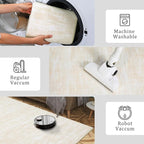 RUGSREAL Solid Machine Washable Area Rug Soft Low-Pile Modern Contemporary Area Rug Non-Slip Throw Indoor Carpet for Living Room Bedroom Kids Room, 4' x 6' Cream-White