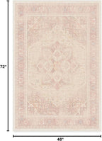 RUGGABLE Washable Area Rug – Kamran Soft Pink 4x6, Stain-Resistant, Non-Slip – Medium Machine Washable Rugs for Living Room, Bedroom, Hallway, Entryway & Office–with Standard Pad
