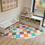 jinchan Macy Kids Rug for Nursery 5ft Radius Corner Washable Area Rug Modern Colorful Quarter Circle Rug Soft Non-Slip Carpet for Bedroom Playroom Daycare Reading Nook Classroom Confetti on Cream