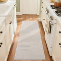SHACOS Soft Cozy Fluffy Arch Pattern High-Low Pile Runner Rugs 2'x5' Non Slip Washable Scandinavian Minimalist Rug Runner Modern Geometric Carpet for Bedroom Bathroom Hallway Living Room, Beige